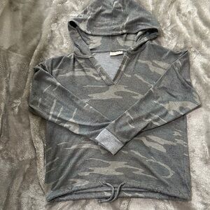 Gray Camouflage Hoodie Sweater